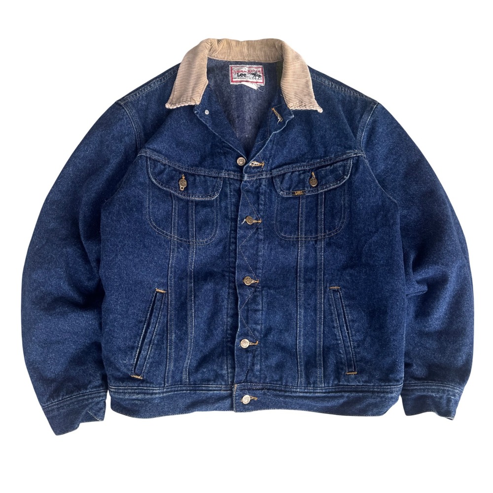 Vintage Lee Storm Rider Denim Jacket‎ Blanket Lined Corduroy Collar No Wash